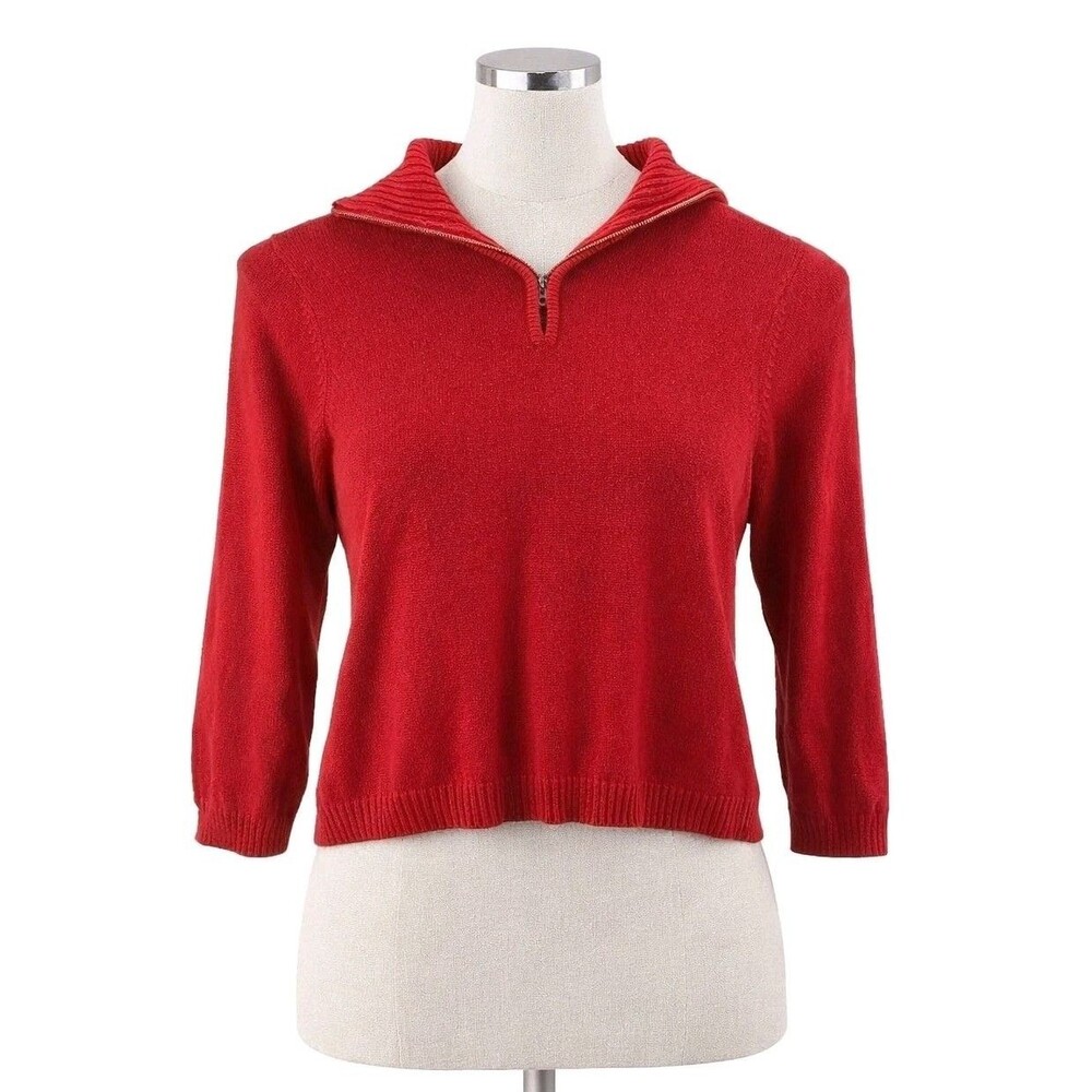 Red Studio Works Partial Zip Women's Size 2X Long Sleeve Sweater